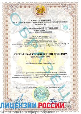 Образец сертификата соответствия аудитора №ST.RU.EXP.00014299-1 Нытва Сертификат ISO 14001
